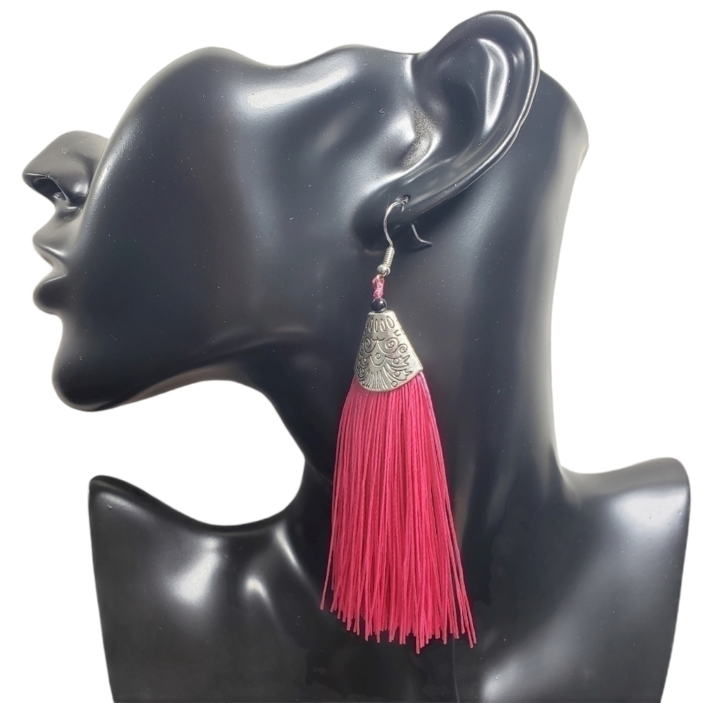 Fashion Jewelry Pink French Hook Tassel Earrings